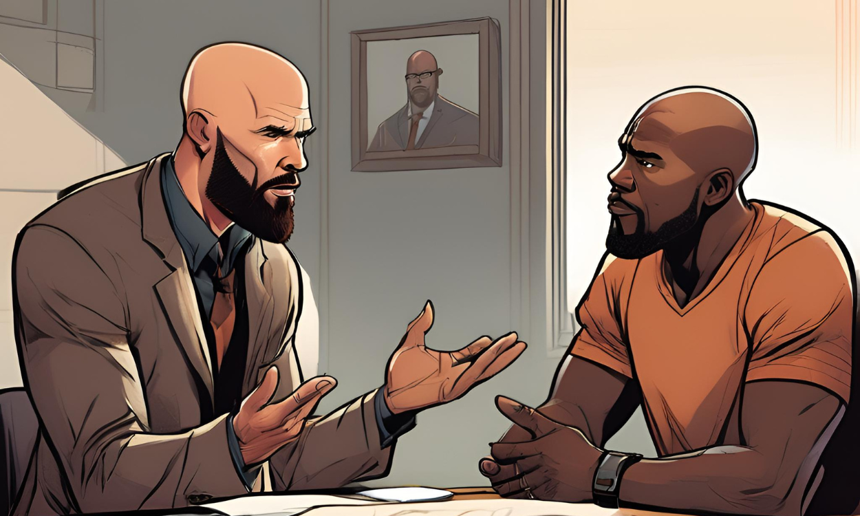 Team Development Coach services image #3: Concept art image of black business owner taking notes while talking to leadership coach